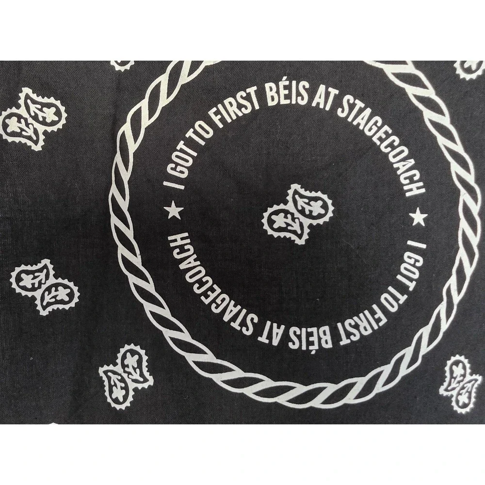 Béis Stagecoach Bandana Black White Unisex Scarf Neck Western 20x20